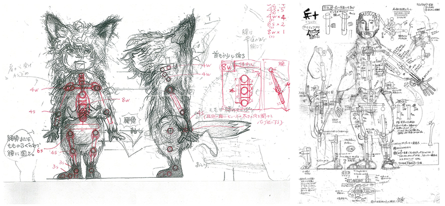 Sketches of the puppet's structural alignments.